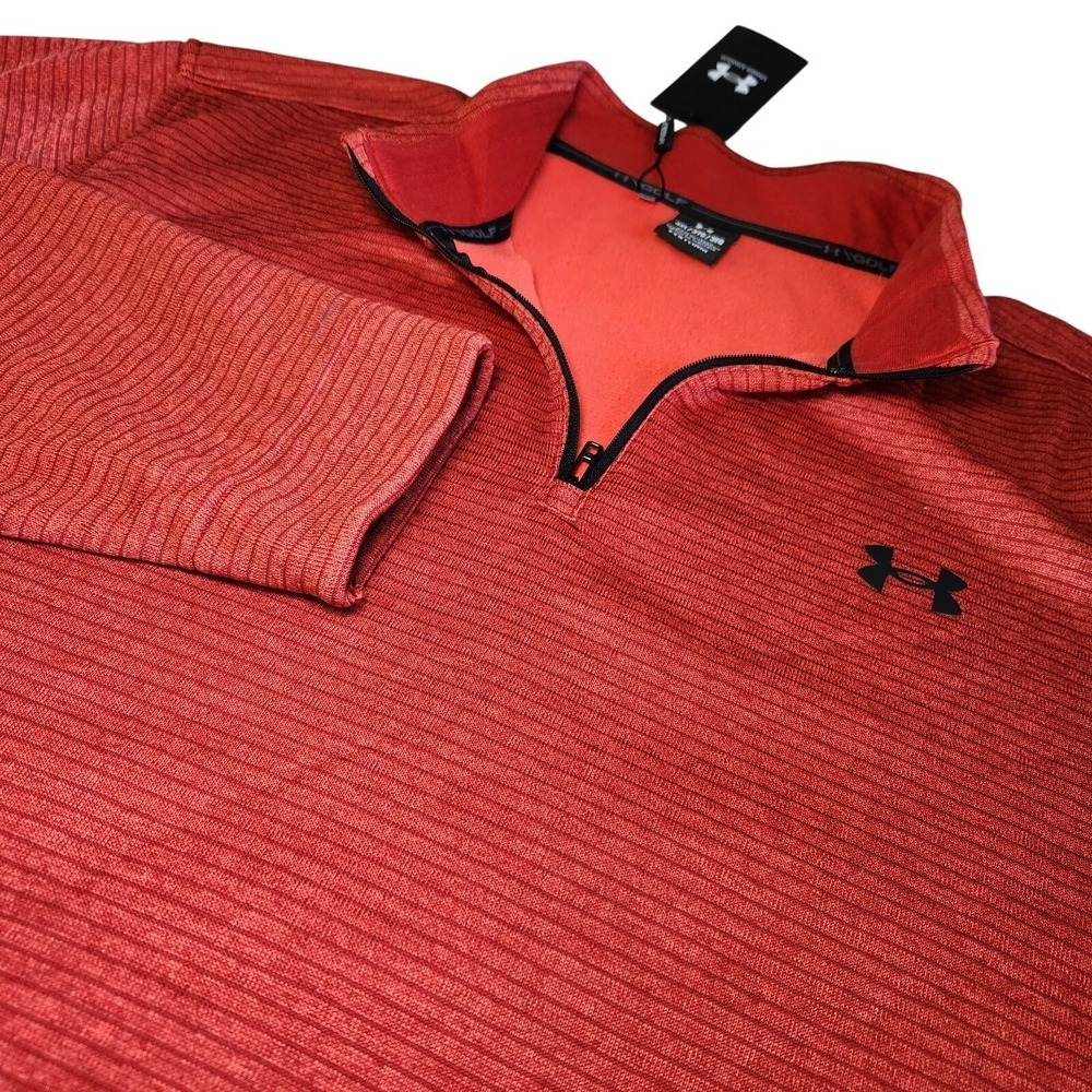 UNDER ARMOUR Storm Quarter Zip Fleece Pullover Mens 3XL Orange Golf Sweater NEW‎